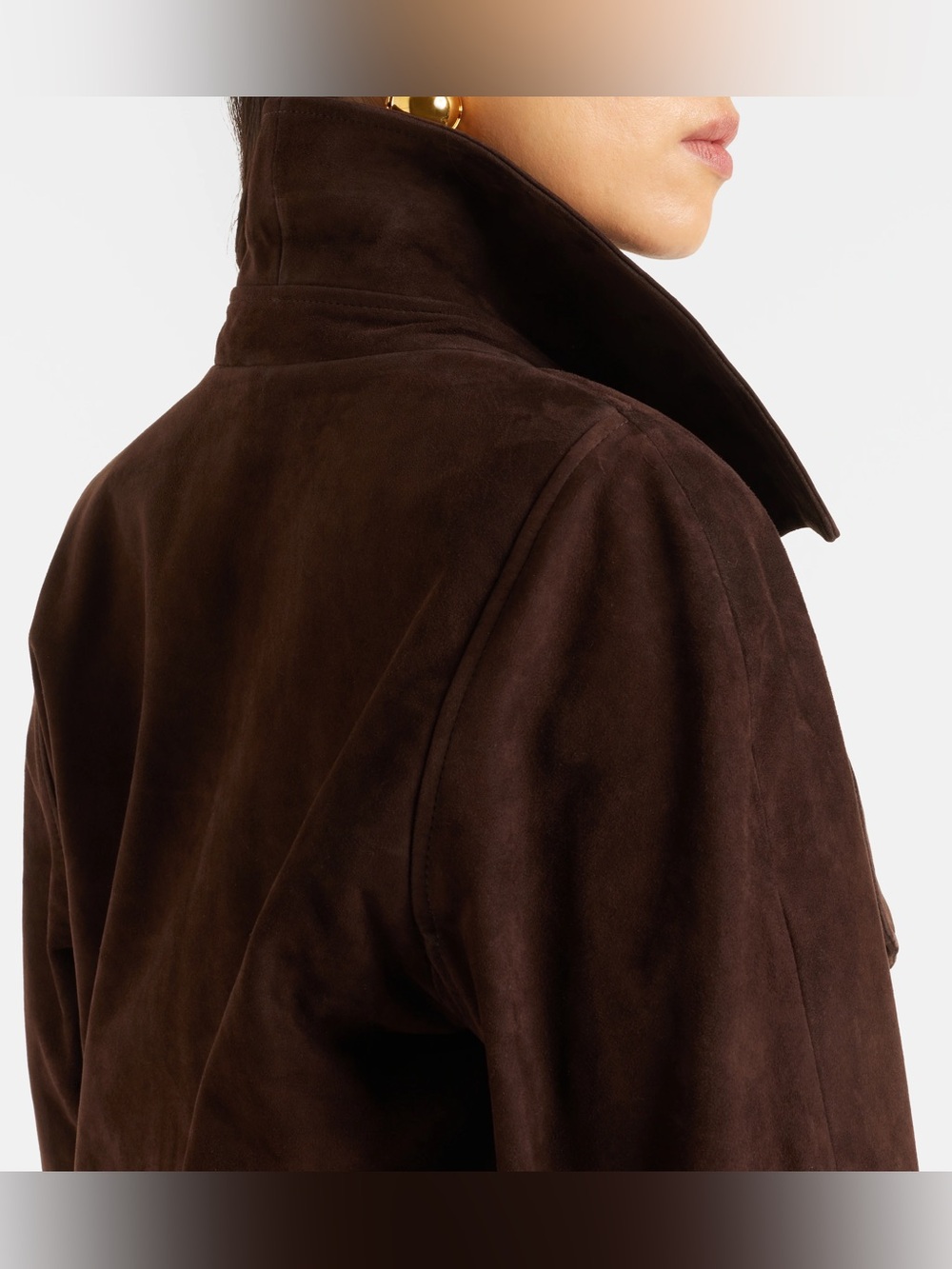 Nour Hammour Hatti Cropped Suede Jacket in chocolate brown - Picture 10 of 16